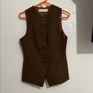 SHEIN Brown Buttoned Vest